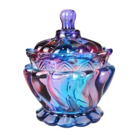 SOCOSY Royal Embossed Clear Glass Apothecary Jar With Lids, Candy Jar Containers Wedding Candy Buffet Jars Crystal Jewelry Box Food Jar 7oz, Purple