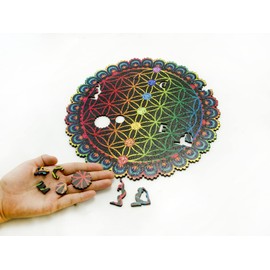 SOUCCESS Wooden Puzzle Life Flower (Wooden Puzzle in Exclusive Flower of Life Design, Puzzle Fun for Young and Old)