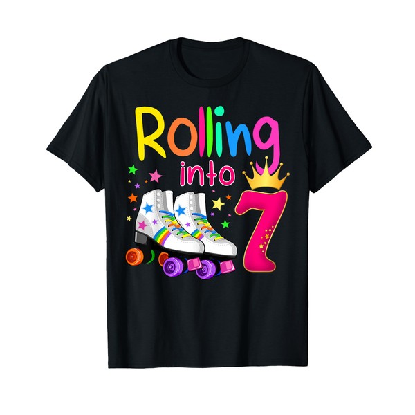 Rolling Into 7 Roller Skater 7th Birthday 7 years old