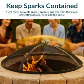 Sunnydaze Heavy-Duty Steel Mesh Fire Pit Screen - Fire Pit Spark Screen with Handle - 24-Inch Diameter