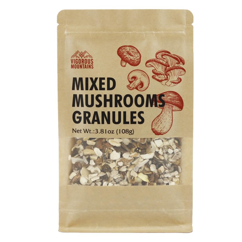VIGOROUS MOUNTAINS Dried Assorted Mushrooms Granules for Cooking Including Porcini