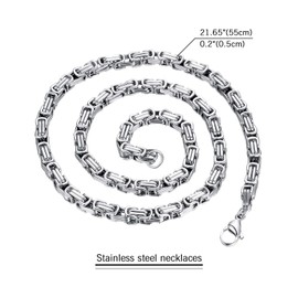 Cupimatch King Necklace and Bracelet Set for Men, Jewellery, Stainless Steel and Silver, 55 cm necklace and 22cm bracelet., Silver, silver