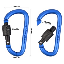 Pack of 8 Carabiner Clips Screw Lock Carabiner Key Ring Aluminium Screw Carabiner D Shape Carabiner Snap Hook Mini Carabiner for Backpack Camping Fishing Hiking Travel