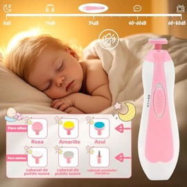 20 en 1 Lima de Uñas para Niños,Mini Molinillo de Uñas Eléctrico Portátil,Bajo Ruido,con Luz Nocturna,Apto para Niños y Adultos (Rosa)