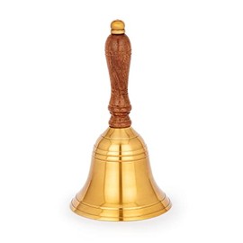 NKlaus Brass Hand Bell with Wooden Handle 18 x 8.5 cm Table Bell Nautical Decoration 11584