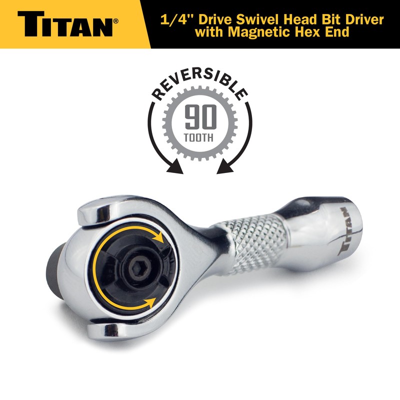 Titan 11340 1/4-Inch Drive x 2-1/4-Inch 90-Tooth Swivel Head Nano
