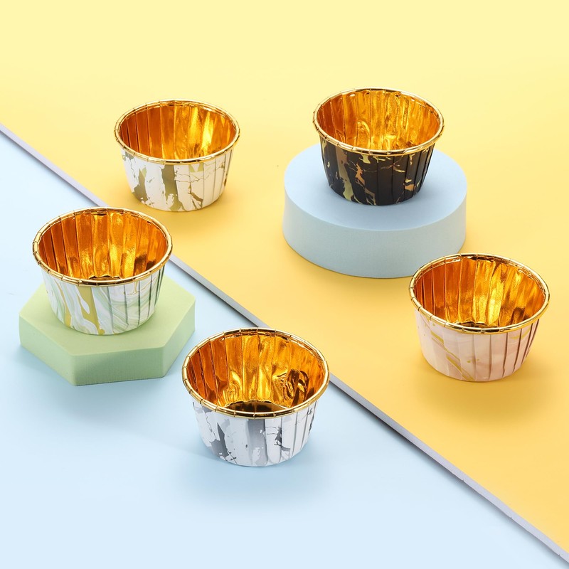sourcing map 50 Pcs Single-Sided Aluminum Foil Cupcake Liners, Greaseproof