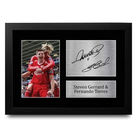 HWC Trading FR A4 Steven Gerrard & Fernando Torres Liverpool Gifts Printed Signed Autograph Picture for Fans and Supporters - A4 Framed