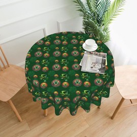St Patricks Day Tablecloth 60 Inch Green Clover Shamrock Hat Gold Coin Table Cloth Water Resistant Washable Polyester Table Cover for Kitchen Dining Table Party Decorations