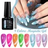 MEET ACROSS Neon Cat Eye Gel Nail Polish Aurora Mermaid