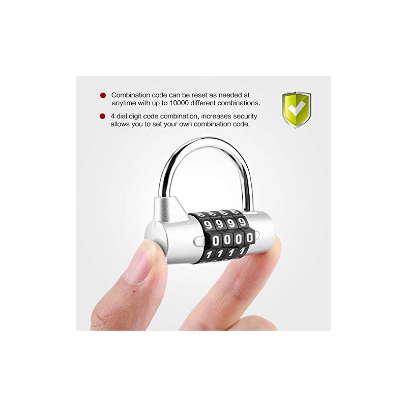 Sonew Password Lock, 4 Dial Digit Code Combination Padlock, Gym