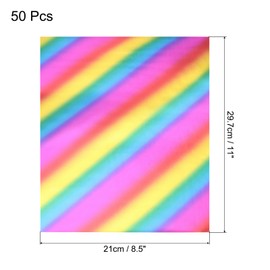 sourcing map 50 Pack Toner Reactive Foil,Deco Foil Transfer Sheets 8.5"x11" A4 Hot Foil Paper for Laser Printer Scrapbooking Heat Transfer DIY Craft,Rainbow