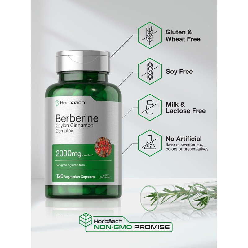 Horbäach Berberine with Ceylon Cinnamon | 2000mg | 120 Veggie