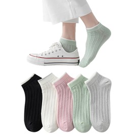 DAMILY Women's Socks, Cute, Spring, Summer, Autumn, Winter, Stockings, Colorful, 5 Pairs/10 Pair Set, Crew Length, Funny Socks, Cotton, Women's Socks, Stylish, Ankle Socks, Indoor Socks, Embroidered