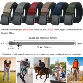 LionVII Mens Elastic Belt 130cm Stretch Belt with Plastic Buckle Belt Band in 2 Same Colours, Black and Navy