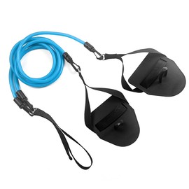 Laroal Land Swimming Trainer With Hand Paddles Resistance Rope Pull Band Fitness Detachable Elastic Band For Improving Arm Strength（Blue 40 Lbs）