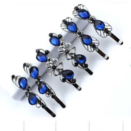 Hair Barrette, Hair Pin, Hair Clip, 8-Piece Set of Vintage Blue Hair Accessories, Also Known as Bobby Pins and Crystal Rhinestone Hair Clips, Ideal for Women and Girls