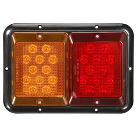 Partsam 2Pcs Double Led Trailer Tail Lights Horizontal Mount Dual Stop Turn Signal Tail Lights 24 LED Surface Mount RV Double Led Taillights RV Double Led Turn Tail Lights 12V IP67 Black Base w Gasket