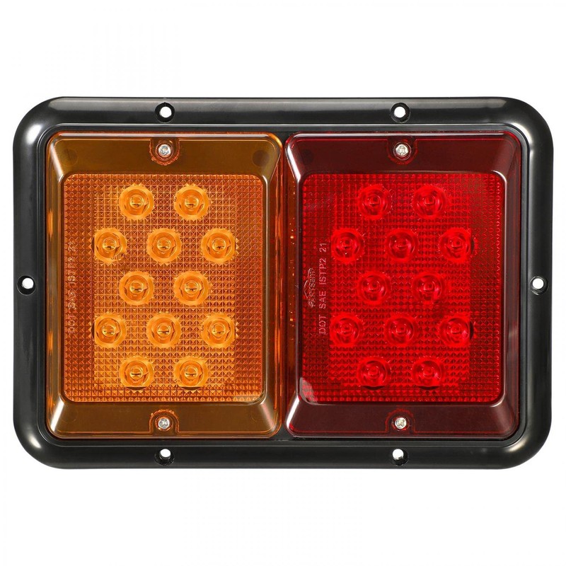 Partsam 2Pcs Double Led Trailer Tail Lights Horizontal Mount Dual