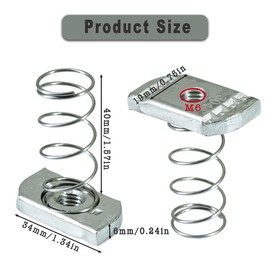 Selyse 10pcs 304 Stainless Steel Strut Channel Nuts with Long Spring (M6)