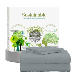 King Size Sheets Set –Natural 100% Cotton Percale Sheets King Bed Set, Oeko-tex Made in Green Sustainable, Breathable Cooling Deep Pocket Sheet, Crisp Luxury Bedding, Charcoal Gray