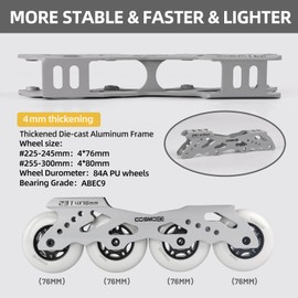 COSMOID TC Inline Skates for Adults & Teens – Professional Roller Blades for Men & Women, Fitness & Recreation Skates, Grey, Size 4-13