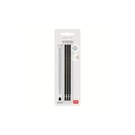 Legami - Erasable Gel Pen Refill Set of 3 - Height 13cm - Heat Sensitive Ink Black Tip 0.7mm