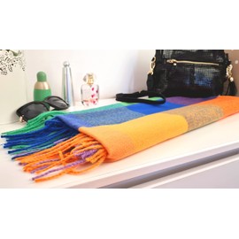 GLORIS Scarf warm XXL scarf women's winter cuddly scarf women's autumn, Yellow Orange Violet