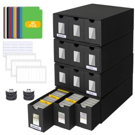 BILIPLE 12000+ Trading Card Storage Box for Commander Display, Card Deck Box Cardboard with 48 Dividers, Labels & Tapes, Trading Card Collection Box Fit for TCG, PTCG, MTG and Sport Cards