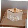 STOBAZA Makeup Cotton Organizer Container with Wooden Lid Elegant Storage