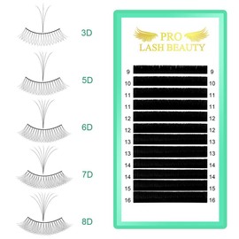 Easy Fan Volume Lashes D-0.03-19 Volume Lash Extensions Rapid Blooming Lashes Mega Volume Lash Extensions Rapid Blooming Eyelash Extensions 9 to 20 mm Flowering Lash Extensions C D curl(D-0.03,19mm)