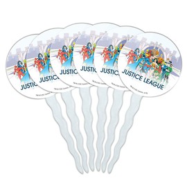 GRAPHICS & MORE Justice League Hall of Justice Cupcake Picks Toppers Decoration Set of 6