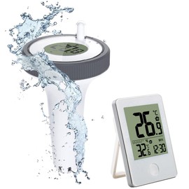 Benustra Digital Pool Thermometer, Pool Thermometer Floating Easy Read with Indoor Temperature Humidity Monitor Wireless Digital, Wireless Pool Thermometer for Swimming Pool Bath Hot Tub Fishbowl
