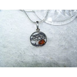 Sterling Tree of Life with Amber hill earring set.