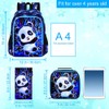 HPJGD 3PCS Boys Panda Bookbag, Water Resistant Kids Backpack Set
