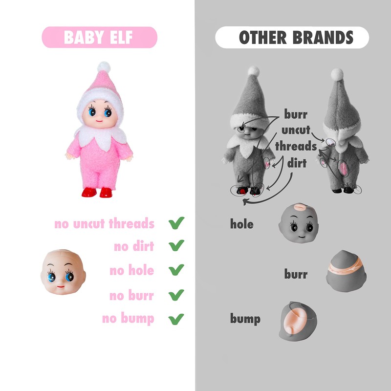 LitoMagic Christmas Baby Elf Doll in Pink Jumpsuit