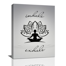 Inhale Exhale Wall Art Yoga Meditation Pictures Wall Decor Health Canvas Painting Print Modern Artwork Decorations Framed for Home Bathroom Living Room Bedroom 12 x 16 inch