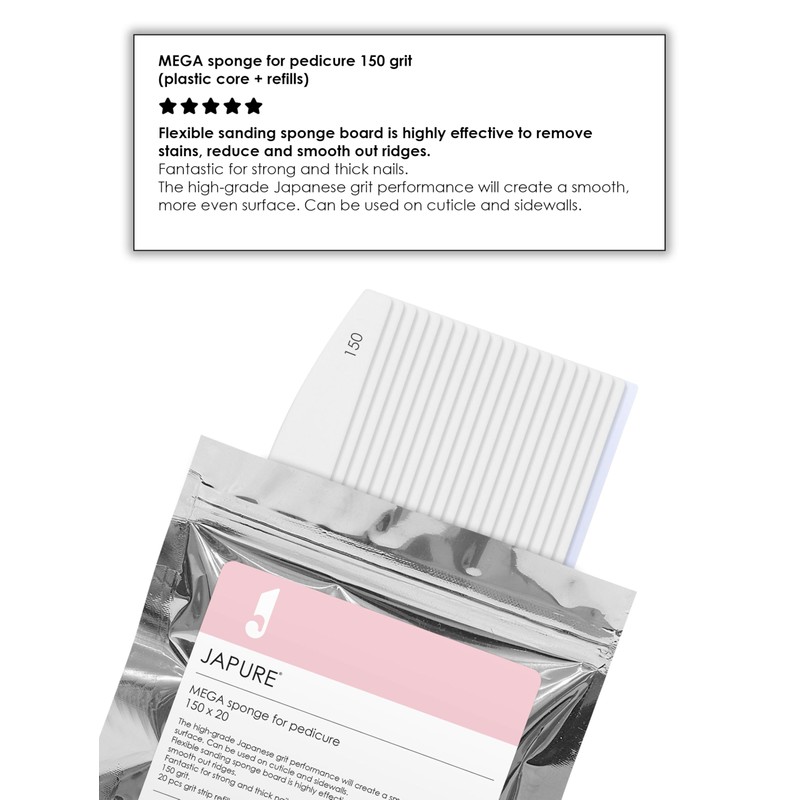 JAPURE Mega Sponge Pedicure Nail File - 150 Grit Professional