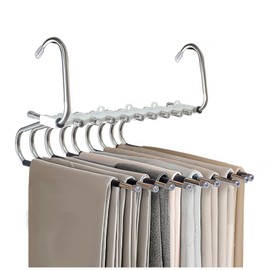 Roucerlin 9 Layer Non-Slip Pants Hangers Space Saving with 2 Hanging Modes, Multifunctional Trouser Jean Hangers Organizer Space Saver, Sturdy Metal Pants Rack for Closet Organization Clothes Skirts