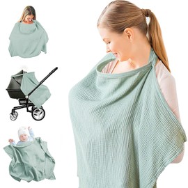 Cubierta de Lactancia Materna,Funda de Lactancia Transpirable para Mujer con Escote Arqueado,Funda de Lactancia Cómoda y Transpirable de 360 ​​Grados con Correas Ajustables,Funda de Lactancia (Caqui)