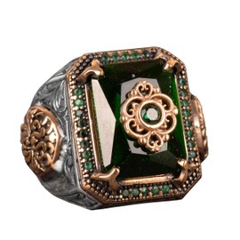 KAMBO Men's 925 Sterling Silver Ring with Created Emerald - Elegant & Timeless Jewelry Piece (10)