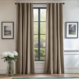 Lazzzy Tan Velvet Curtains Room Darkening Thermal Insulated Curtains 108 Inch Length Soundproof Noise Reducing Drapes for Bedroom Living Privacy Home Decor Rod Pocket, Light Taupe, 2 Panels