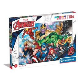 Clementoni 25718 Supercolor Avengers – Puzzle 104 Teile ab 6 Jahren, buntes Kinderpuzzle mit besonderer Leuchtkraft & Farbintensität, Geschicklichkeitsspiel für Kinder