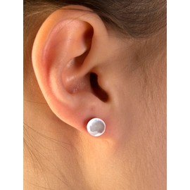 8-9 MM Freshwater Cultured Button Pearl Studs Earrings for Women, Sterling Silver Post Backing