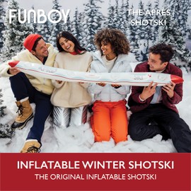 FUNBOY Plastic Inflatable Shot Board Ski, 4 Shot Capacity 6-feet Long, 4 Shot Cups Included, Apres Design, 2 Piece Set