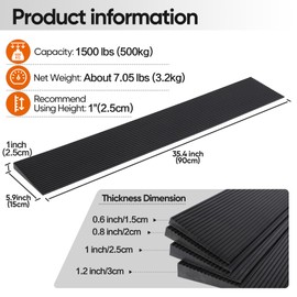 Threshold Ramp 1" Rise, 35.4" Wide Non-Slip Rubber Door Entry Ramp Doorways Driveways Bathroom Raised Landings for Wheelchairs, Scooters, Walkers and Power Chairs