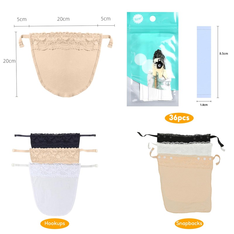 Modesty Panels for Low Cut Tops, 6PCS Lady Lace Clip-on