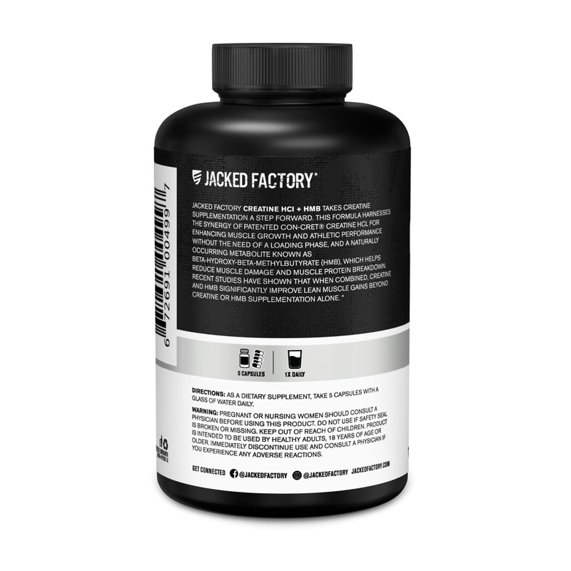 Jacked Factory Creatine HCL + HMB Capsules - Synergistic CON-CRET,