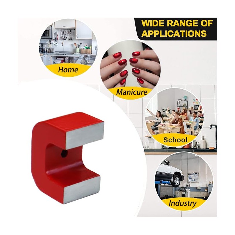 AOAUTO Red Alnico U-Shape Horseshoe Magnet for Nails, 25 Pounds
