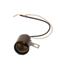 Leviton 2052-13 Medium Base, One-Piece, Keyless, Incandescent, Phenolic Lampholder, Bracket Mount, Single Circuit, Back Wired, Black